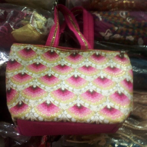 Fancy hand bag white and pink color  pack of 12 - 2500gms